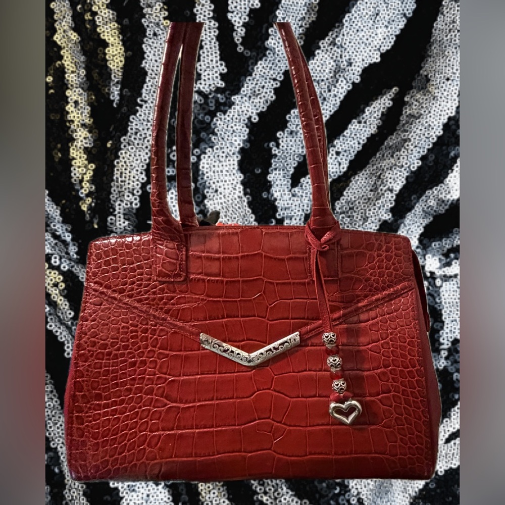 Brighton Frances Bag Wallet Dust Bag Box Croc Embossed Leather Rare Masterpiece - Picture 4 of 17